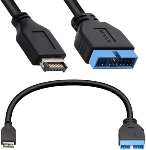 HAAMNING7 USB 3.1 Front Panel Type-E Header to USB 3.0 19/20Pin Header Motherboard Extension Cable Male to Male Adapter Data Transmission 200mm/7.87in Line for ASUS PC Computer Connector
