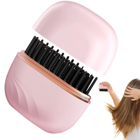 Fer à lisser sans fil – Brosse de coiffage chauffante, outil de coiffure portable avec design élégant, lissage rapide avec glissement doux, gadget de voyage pour les vacances, les trajets et les