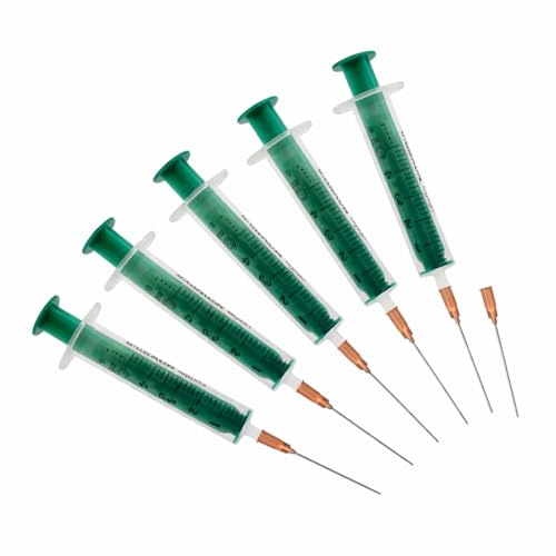 Green Medical Einwegspritzen-Set, 5x 5ml Spritzen mit 6x Stumpfen Kanülen, Steril Verpackt, für Tinte, Basteln und Heimwerken, mit Wiederverwendbarem Aufbewahrungsbeutel