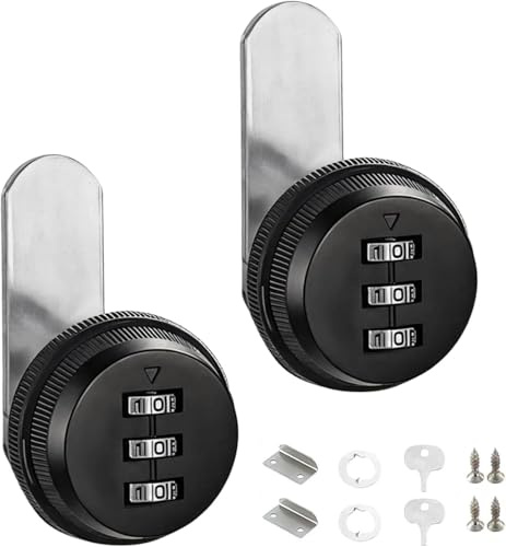 Gykutix 2 Stück Briefkastenschloss 20mm Zahlenschloss aus Zinklegierung Nockenschloss 3-Stellige Passwort Zahlenschlösser Schloss Ohne Schlüssel für Briefkasten Schrank Schublade (Silber)