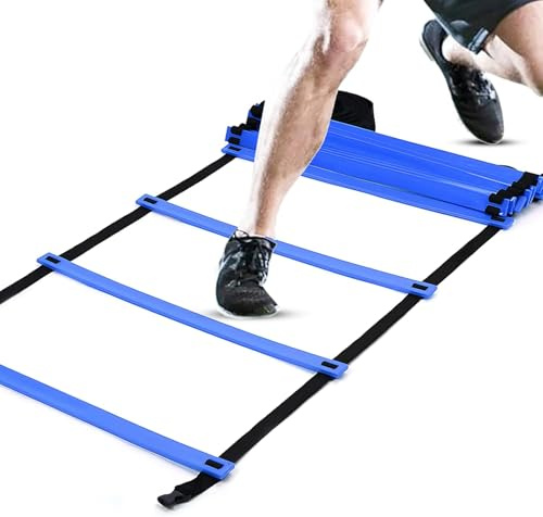 ND Sports Agility Ladder – Speed & Footwork Training Ladder with Flat Rungs – Adjustable Fitness Ladder for Football, Boxing, Coordination & Strength (Blue, 2M 4-Rung)