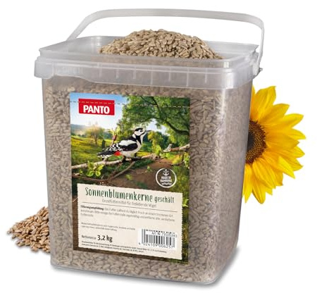 PANTO Sonnenblumenkerne geschält 3,2 kg – Wildvogelfutter ganzjährig | Reine, schalenlose Kerne ohne Schalenreste – energiereich für Körner- & Weichfresser an Futterplatz & Vogelhäuschen