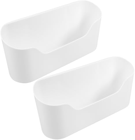 MALUGOGO 2Pcs Cabinet Door Organiser Storage Box 23.4 x 11 x 7 cm White | Self Adhesive Wall Mounted Cupboard Container, No Drilling Hanging Holder for Kitchen, Bathroom and Office, ABS AS Plastic