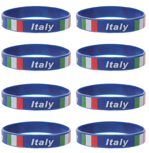 HAPZUR 8 pezzi Braccialetti in Silicone, Robusti Fan Supporter Sportivi per il Mondiale 2026, Gadget Italia Souvenir di Calcio e Decorazioni per la Coppa del Mondo (Bandiera Italiana)