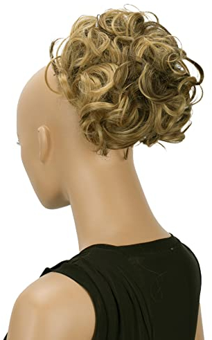 CAISHA Dutt Haarteil Zopf Haarknoten Hepburn-Dutt Haargummi Hochsteckfrisuren DM15cm Gewellt Braun Blond Mix HK116