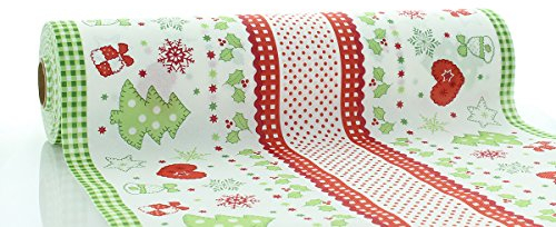 Sovie HORECA Tischläufer Christmas aus Linclass® Airlaid, Einweg Weihnachtstischläufer stoffähnlich, ideal für Advents- & Weihnachtsfeiern, 40cm x 24m, 1 Stück