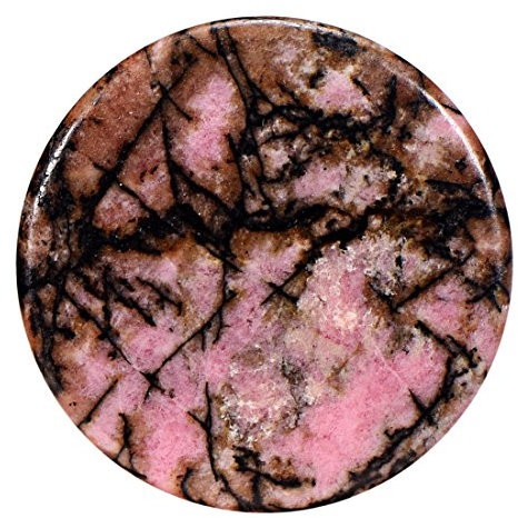 Morella Damen Coin 33 mm Edelstein Rhodonit Chakren Scheibe Halsketten-Anhänger und zur Stärkung