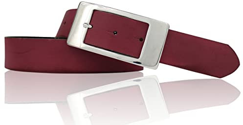 FRONHOFER Damen Ledergürtel ca. 3,5 cm rechteckige glänzende Dornschnalle, echt Leder, 18263