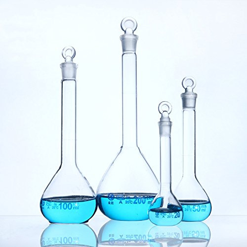 Volumetric Petaca de cristal volumétrico, botella de cristal de borosilicato con tapón de 5 ml – 2000 ml, Vidrio borosilicato, 500ml