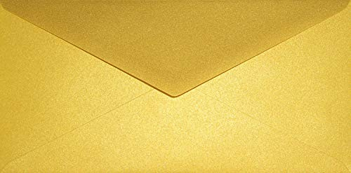 Netuno 25 Kuverts Perlmutt-Gold DIN lang 11x22 cm glänzend und festlich | 120g Aster Metallic Cherish · elegante hochwertige goldene Briefumschläge für Hochzeit, Weihnachten & Silvester
