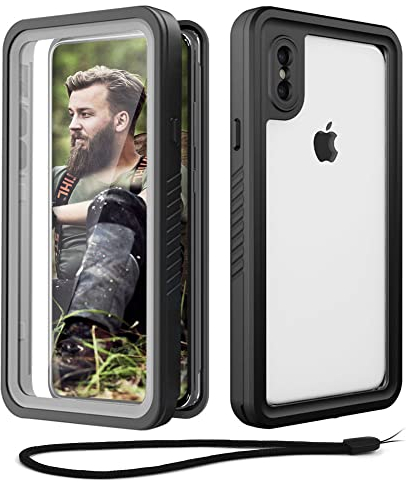 Beeasy Kompatibel mit iPhone X/XS Hülle Wasserdicht, Outdoor Militärschutz Stoßfeste Staubdicht Schutzhülle, 360 Grad Schutz mit Displayschutz für iPhone X/XS Case, Grau