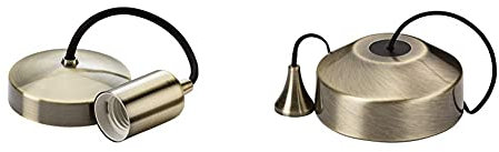 Knightsbridge 6 Inch E27 Contemporary Pendant Set - Antique Brass + Bathroom Pull Cord Switch - Antique Brass 10A 2-Way, 8300AB
