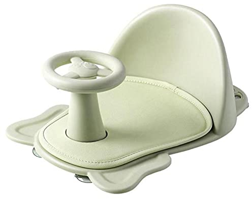 teyiwei Niedlicher Baby Badesitz mit rutschfester weicher Matte, tragbarer Baby Badewannensitz mit Lenkrad, Rückenlehne & Saugnäpfen Stabilität, Säuglingsbadewannensitz 0-3