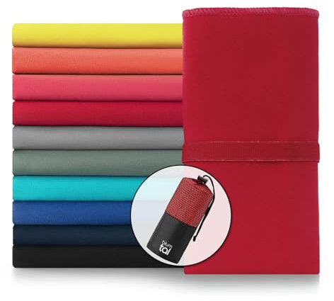 Blumtal Mikrofaser Handtuch 140x70 cm leicht & extra saugstark - schnelltrocknende Microfaser Handtücher - Fitness Handtuch/Mikrofaser Strandtuch/Gym Towel - Reisehandtuch kompakt - Dunkelrot