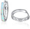 TANGPOET Mädchen Creolen Ohrringe Sterling Silber 925 Opal Kinderohrringe, Klein Hypoallergene Klappcreolen, Weißgold Damenohrringe, Schmuck Geschenke für Frauen, 20mm