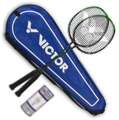 VICTOR Badmintonset Ultramate 7-2 x Ultramate 7 Badmintonschläger, 3 x Nylonshuttle 1000, 1 x Thermobag