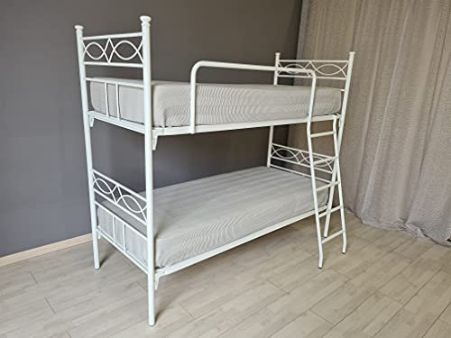 Letto a castello in ferro battuto Rosa Anna bianco opaco satinato