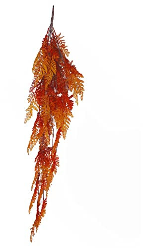 Leaf Design Artificial Hanging Plants, Maidenhair Autumn Orange, 100cm