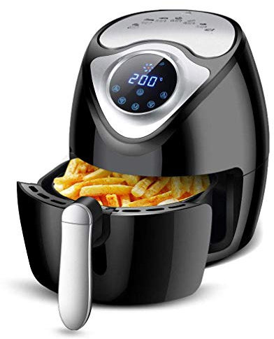 Air Fryer 2.6L 1300W With Neon Blue Led Digital Touchscreen， Adjustable Temperature Control， Electric Oven Oilless Cooker， Break-Point Memory， Nonstick Basket Useful