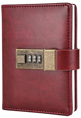 Mini Shiny Leather Combination Journal with Lock, Small Pocket Travel Locked Diary Notebook Writing Journal for Women, Men, Boys, Girls