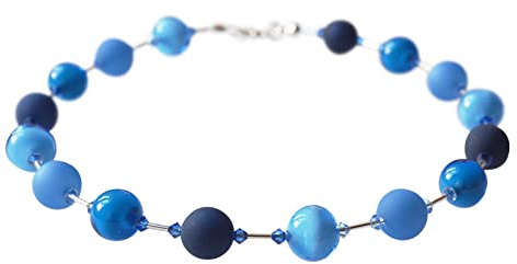 Polariskette blau mit Glasperlen Murano Kette