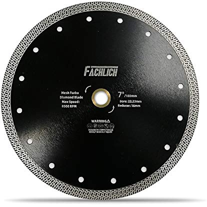 FACHLICH Diamond Cutting Disc,180mm Diamond Saw Blade with Mesh Turbo for Porcelain Tile Ceramic Granite Marble