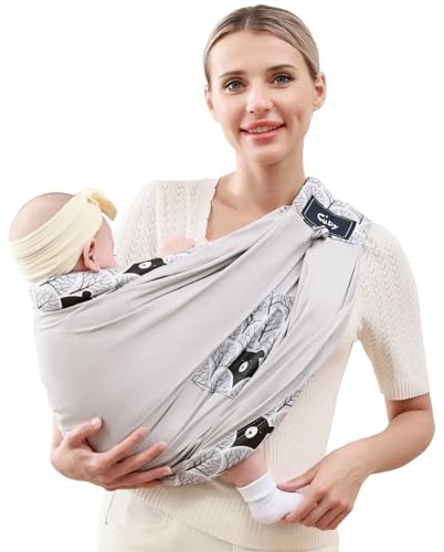 CUBY Einstellbar Babytragetüch - für Neugeborene Kleinkinder bis 15 KG - Ergonomische Babytragen (Klassisches reines Grau-uk)