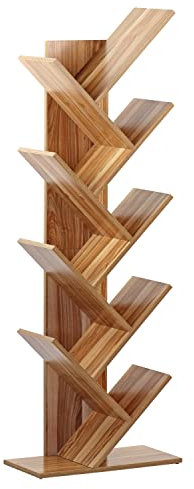 Brigros Wehome - Libreria Scaffale Ad Albero In Legno Adatta Per Soggiorno, Ingresso E Camera, Mobile Libreria Verticale Con Design Moderno Ed Elegante, Dimensioni 50x25x141 cm (Legno Naturale)