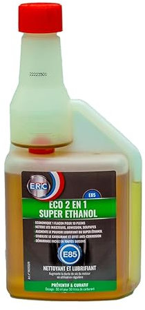 ERC | Démarrage facile éthanol 3 en 1 | Additif | Hyper lubrifiant, nettoyant & anti-corrosion | Nettoie injecteurs, bougies & soupapes | Pour moteur essence | Protège le moteur | 500 ml