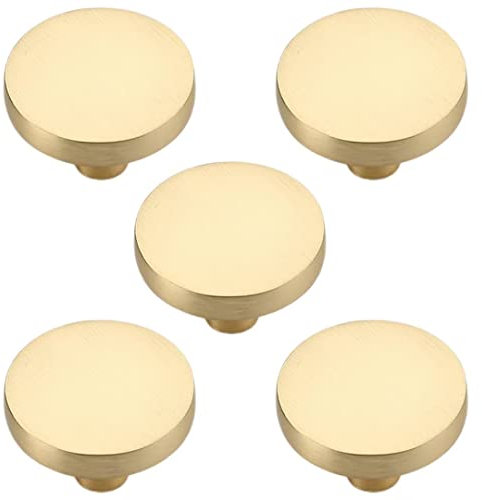 5 Stück runde Schrankknäufe gebürstetes Kupfer für Kommode Küche Hardware Knöpfe für Schrank Schublade Griffe Schrank Schublade Züge und Knöpfe Möbelzubehör
