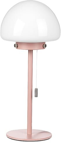 Beliani Minimalistische Tischleuchte mit Zugschalter Lampenschirm aus Glas mit Metallsockel Rosa Moruga