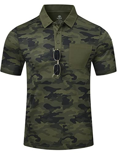 Polo Manches Courtes Homme Poloshirts Respirant Sport Polo Tops Camo-Vert S