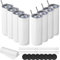 MSYU 8 Pack Sublimation Tumblers 20 oz Bulk Blank Tumblers Skinny Straight Flat Bottom Cups White with Lid and Straw