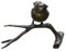 IDYL Bronze-Skulptur Spatz auf gebogenem Ast