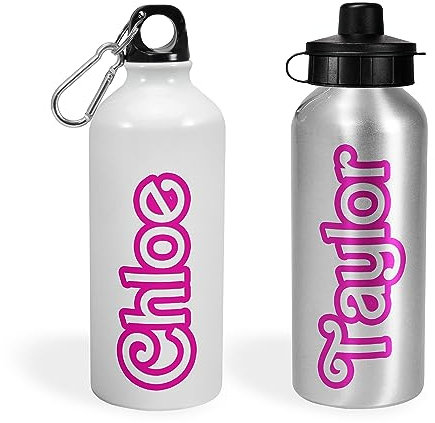 Print Maniacs Personalised Pink Doll Water Bottle Sport Cap 400ml or 600ml for Girls and Women Lets go Party Chelsea Merchandise Princess Dream Collection Theme Bride Lip Stick Birthday Diamonds