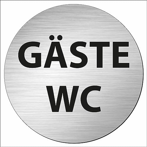 INDIGOS UG - Schild - rund 100mm - Gäste WC - Aluverbundplatte - mit Schrift - Text - Garage, Hotel, Parkplatz, Schule, Carport Firma Edelstahllook