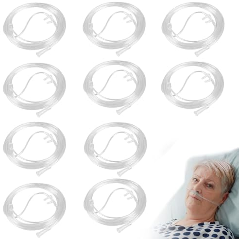Nizirioo - Occhiali da naso per ossigeno, 10 pezzi, con tubo O2 da 200 cm, per dispositivi di terapia respiratoria e inalazione