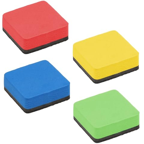 Dimeho 4er-Pack trocken abwischbare Radiergummis Whiteboard-Reinigungspads kleine Tücher für Kreidetafeln bunte Marker Löschzubehör für Klassenzimmer Büro Glas Whiteboard Lehrer Zuhause Schüler