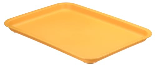 PATIKIL 14x10 Fast Food Vassoio Plastica Riutilizzabile Multiuso Rettangolo Vassoio Servizio per Caffetteria Ristorante Casa Cucina Giallo