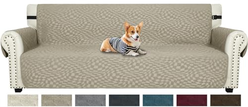 Ystyle Sofa Überzug 4 Sitzer, Sofabezug rutschfest, Couch Überzug Mit Armlehnen, Couch Cover, Sofaschutz Katze/Hunde, Haustier Durable Couchüberzug, Anti-Fleck Couchschoner, Khaki