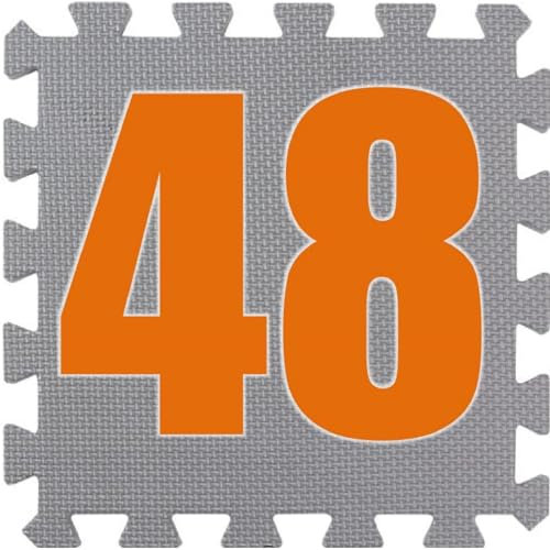 BodenMax Bodenschutzmatte Puzzle RUTSCHFEST OBEN + UNTEN [100% mehr Schutz] | Sportmatten Unterlegmatte für Fitnessraum 32x32x1cm | grau | 48 Stück