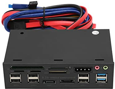 Lector de Tarjetas Multimedia Interno de 5,25 Pulgadas, Panel Multimedia Multifunción de 10 Gbps con Concentrador USB 3.0/2.0, ESATA, CF/M2/MS/MMC/TF/SD, Puerto de