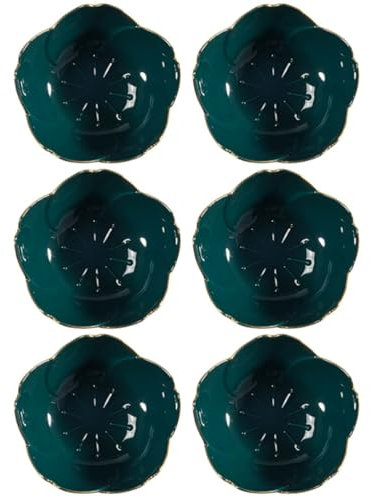MAGICLULU 6pièces Bol à Trempette Céramique Coupelle Design Fleur Porcelaine Pour Sauces Et Condiments Pour Cuisine Bbq Camping Vert Sombre