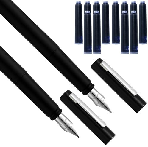 HiFEN® Classical Fountain Pen - Set of 2 Fountain Pens for Writing with 12 Ink Cartidges