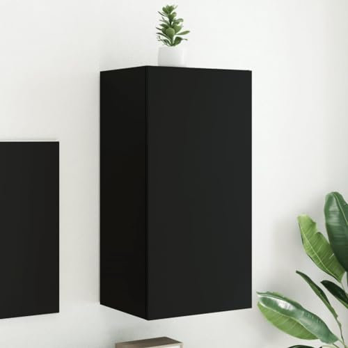 LAPOOH TV-Wandschrank mit Leuchten Schwarz 40,5x35x80 cm, TV Lowboard, Fernsehschrank, Fernsehtisch, Fernseher Schrank, TV Sideboard, TV Board, TV Cabinet, TV Bank, TV Kommode837261