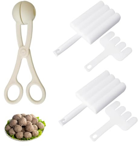 HDGSAFD 2 Set di stampi per polpette con raschietti, 1 pinza per carne, utensili da cucina, strumento per la produzione di polpette, strumento multifunzione in plastica