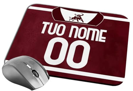 quickgadget Idea Regalo Tappetino Mouse Pad per Tifoso Torino - Personalizzato con Nome e Numero - Perfetto per Ufficio e Gaming