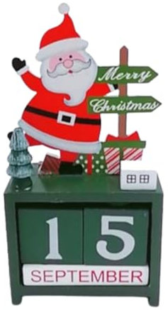 YKKJONLY Calendari di Legno di Natale,Calendario Natalizio in Legno Ornamento,Calendario dei Blocchi di Natale Home Decor Scrivania di Legno.(Gli Anziani)