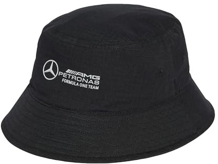 Adidas Unisex Mercedes - AMG Petronas Formula ONE Team Mechanics Bucket HAT, Black/Reflective Silver, S