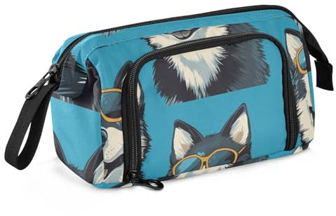 Mnsruu Federmäppchen mit großem Fassungsvermögen, Husky-Hund, Stiftetasche, Schreibwaren-Tasche, Schule, Uni, Büro, Organizer für Teenager, Erwachsene, Studenten, Husky-Hund, Einheitsgröße,